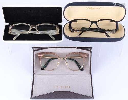 3 luxury design glasses Chopard Versace Gucci, 3 Luxus Desig...