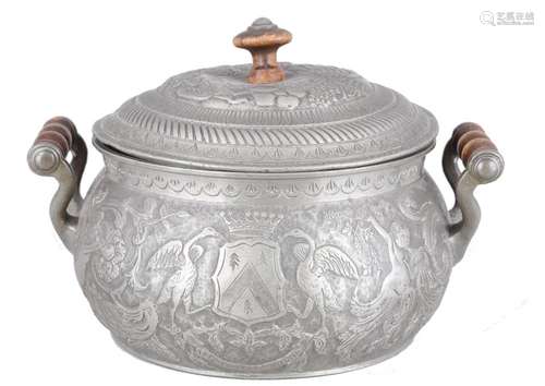 Tin lidded pot 18th / 19th century, Zinn Deckeltopf 18. / 19...