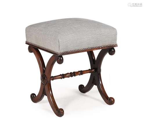 Y A GEORGE IV ROSEWOOD X-FRAME STOOL ATTRIBUTED TO GILLOWS