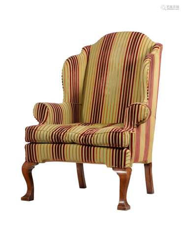 A WALNUT WING ARMCHAIRIN GEORGE II STYLE