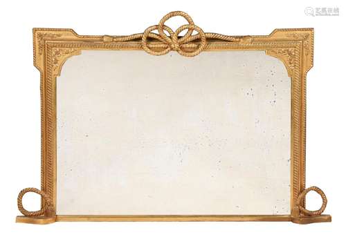 A VICTORIAN GILTWOOD AND COMPOSITION OVERMANTEL WALL MIRROR