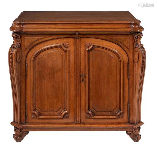 A VICTORIAN WALNUT SIDE CABINET