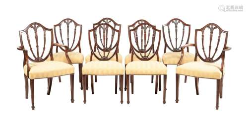 A SET OF EIGHT MAHOGANY DINING CHAIRS IN GEORGE III STYLE