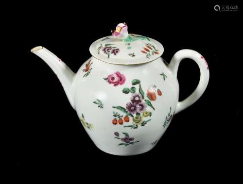 A WORCESTER POLYCHROME TEAPOT AND COVER