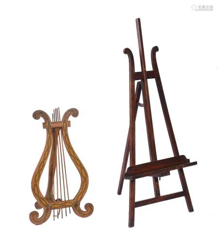AN EDWARDIAN SATINWOOD AND PAINTED MUSIC STAND