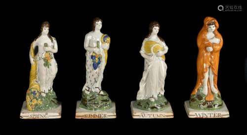 A STAFFORDSHIRE PEARLWARE SET OF THE FOUR SEASONS