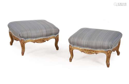 A PAIR OF VICTORIAN GILTWOOD FOOTSTOOLS