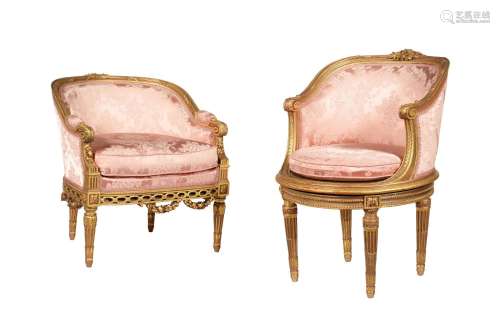 A GILTWOOD DRESSING CHAIR IN LOUIS XVI STYLE