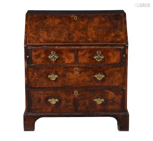 A WALNUT AND BURR WALNUT BUREAU