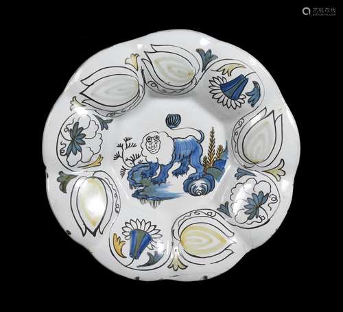 A DUTCH DELFT POLYCHROME 'TULIP CHARGER'