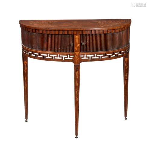 A DUTCH WALNUT AND MARQUETRY INLAID SIDE TABLE