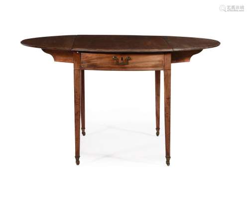 A LARGE GEORGE III MAHOGANY OVAL PEMBROKE TABLE