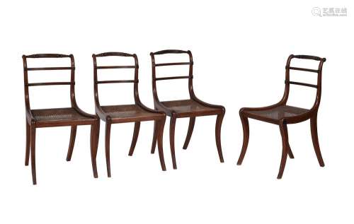 A SET OF FIVE REGENCY MAHOGANY DINING CHAIRS