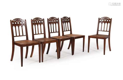Y A SET OF FIVE ROSEWOOD SIDE CHAIRSIN GOTHIC TASTE