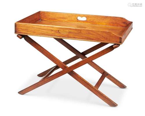 A MAHOGANY BUTLER'S TRAY ON STAND