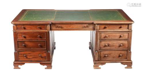 A MAHOGANY PEDESTAL DESK IN GEORGE IV STYLE
