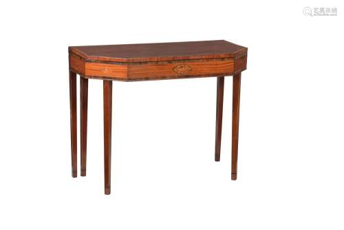 Y A GEORGE III MAHOGANY, SATINWOOD AND ROSEWOOD BANDED AND I...