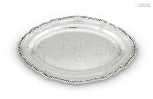 A GEORGE III SILVER SHAPED OVAL MEAT DISH
