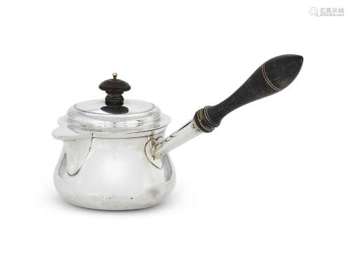 A GEORGE IV SILVER BRANDY PAN AND COVER