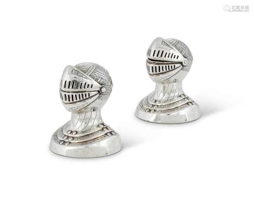 A PAIR OF VICTORIAN SILVER NOVELTY PEPPER POTS MODELLED AS K...