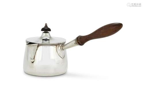 AN INDIAN COLONIAL SILVER MILK PAN