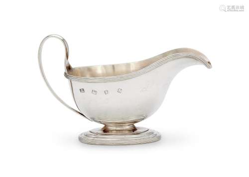 A SILVER OVAL SAUCE BOAT