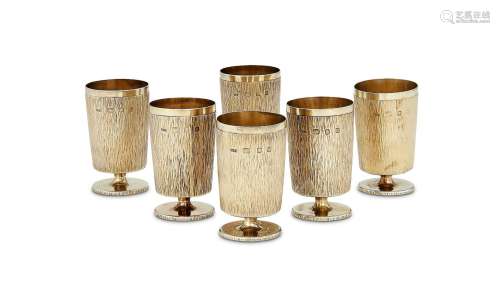 λ A SET OF SIX SILVER GOBLETS