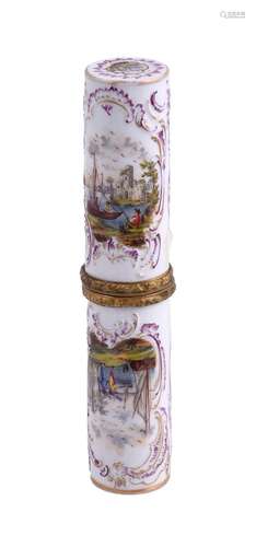 A LATE 19TH CENTURY GERMAN PORCELAIN BODKIN CASE