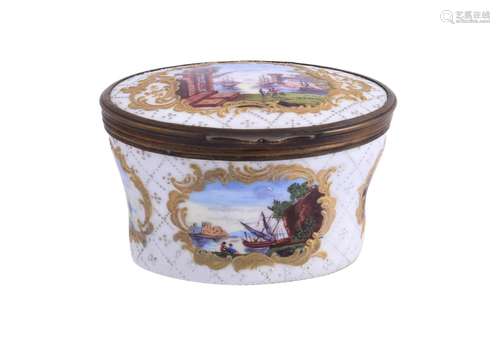 A LATE 18TH CENTURY STAFFORDSHIRE ENAMEL OVAL BOX