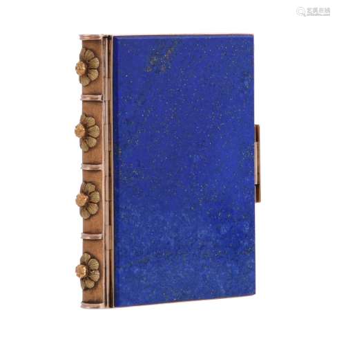 A LATE 19TH CENTURY GOLD AND LAPIS LAZULI NOTEBOOK