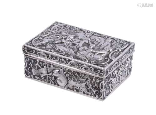 A GERMAN SILVER RECTANGUAR BOX