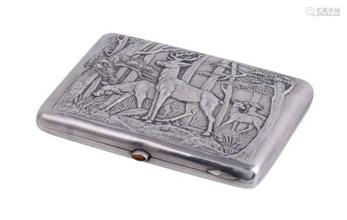 A RUSSIAN SILVER RECTANGULAR CIGARETTE BOX