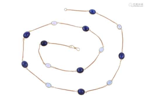A SAPPHIRE AND AQUAMARINE NECKLACE