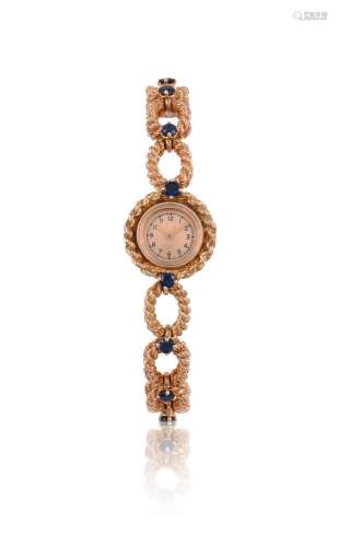 BOUCHERON, A LADY'S 18 CARAT GOLD AND SAPPHIRE COCKTAIL WATC...