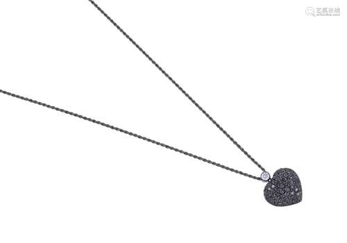 GRAFF, A BLACK DIAMOND AND DIAMOND HEART PENDANT