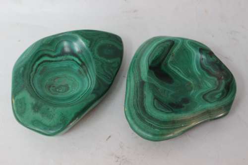 Two Malachite Stone Tray