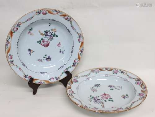 Pair of Chinese Famill Rose Porcelain Plates