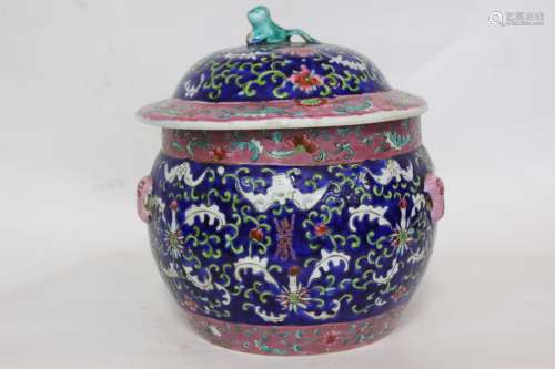 Republican Chinese Glazed Porcelain Cover Pot