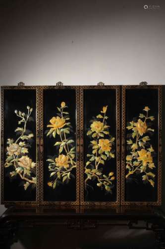 Chinese Lacqure Wood Panel Set