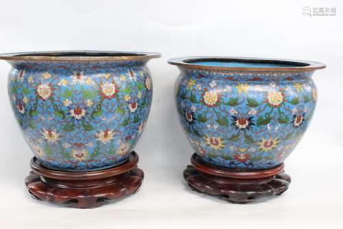 Pair of Chinese Cloisonne Planter,Late Qing-Republ