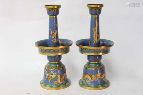 Pair of Chinese Cloisonne Candle Stick