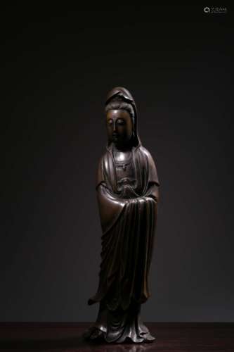 Qing Chinese Bronze Standing Guanyin