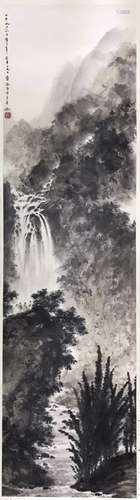 Chinese Ink Color Landscape Painting w Calligraphy