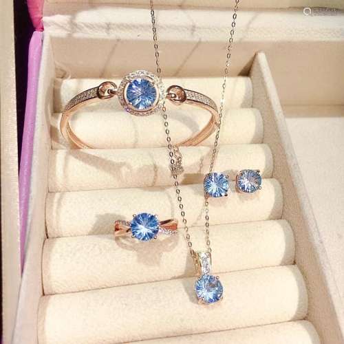 Topaz Stone Ring,Earring and necklace Set