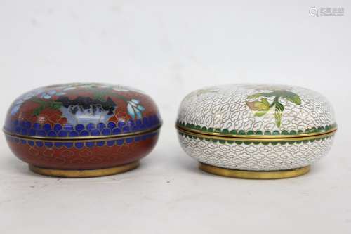 Two Chinese Cloisonne Enamel Makeup Box