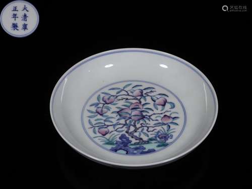 Chinese Doucai Hand Paint Porcelain Plate,Mark