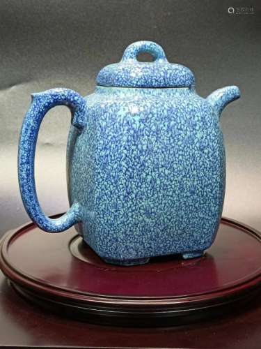 Chinese Lujun Glazed Zisha Teapot,Mark