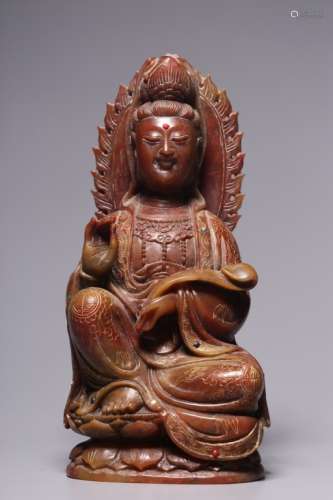 Republican Chinese Soapstone Carved Guanyin