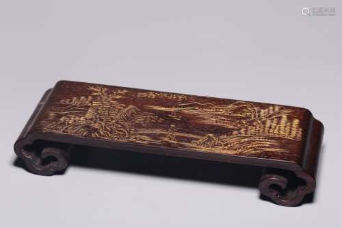 Qing Chinese Zitan Wood Ink Rest