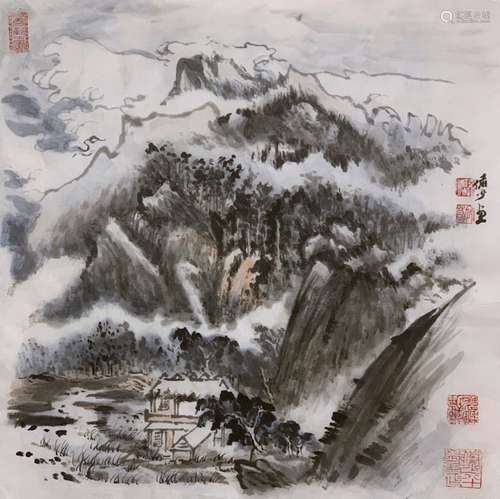 Chinese Ink Color Painting w Signature and Seal